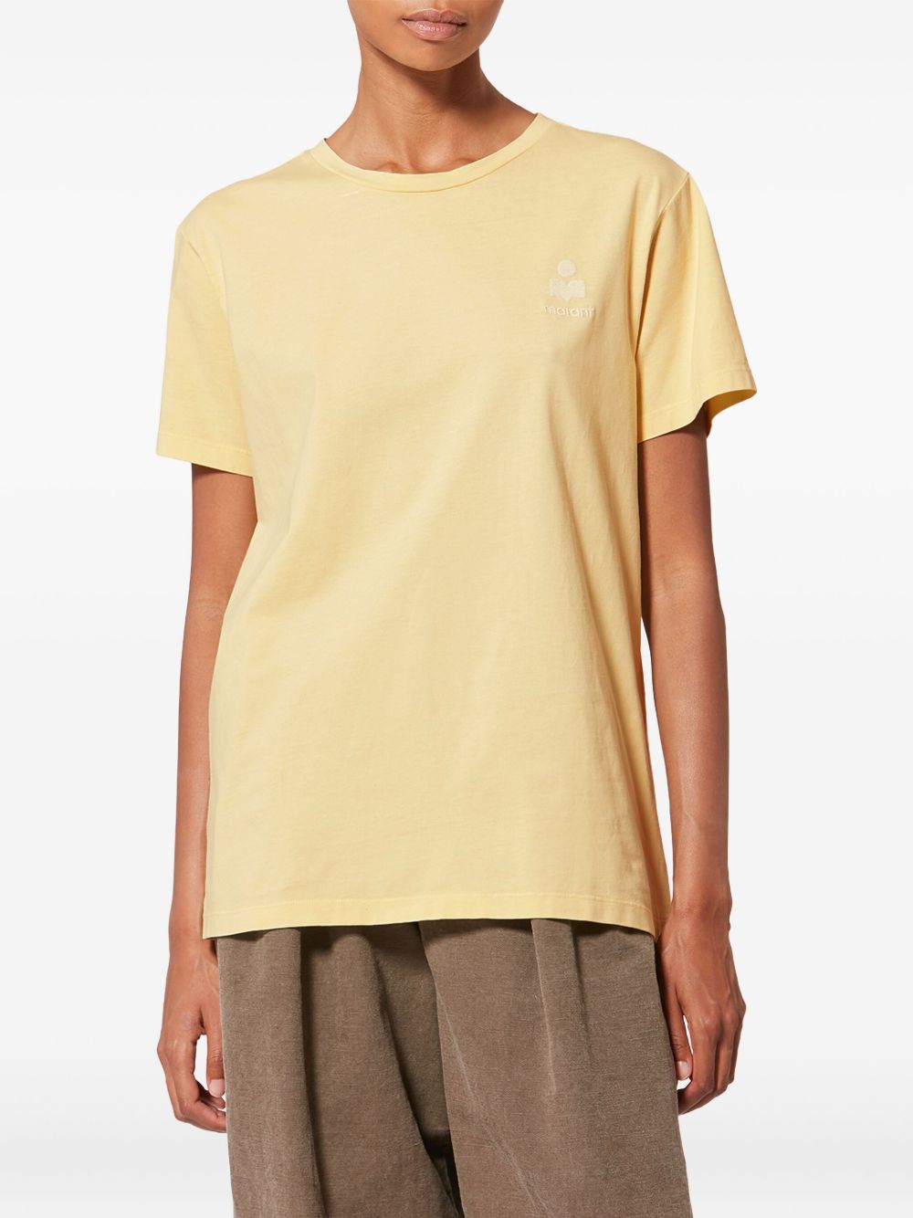 MARANT ETOILE T-shirt gialla a maniche corte con logo sul petto 