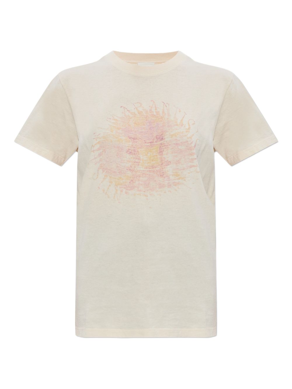MARANT ETOILE T-shirt Ecru con stampa grafica astratta sul petto 