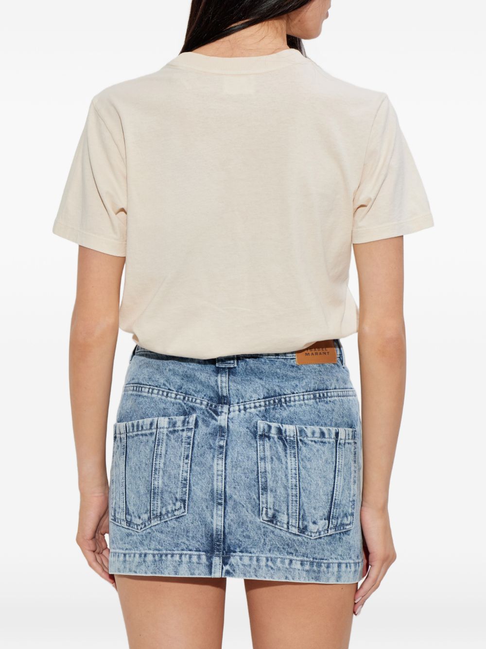 MARANT ETOILE T-shirt Ecru con stampa grafica astratta sul petto 