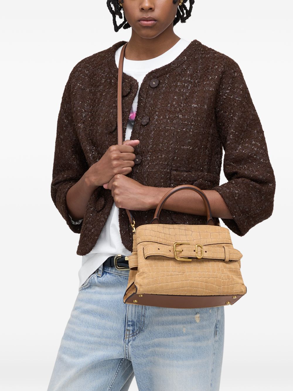 MARC JACOBS Borsa piccola Dakota in camoscio beige 
