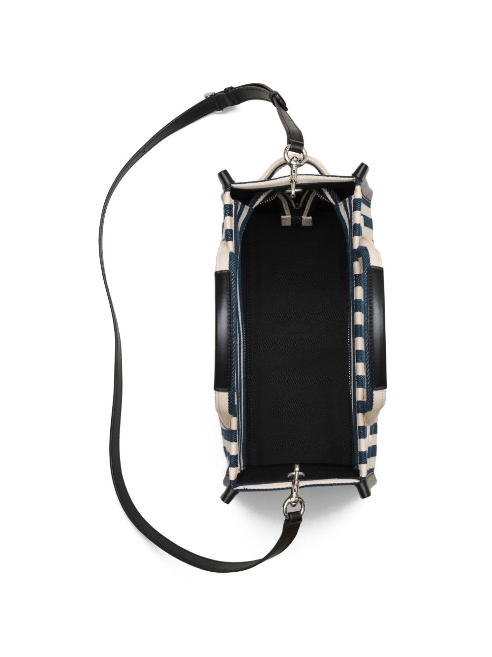 MARC JACOBS Borsa The Tote Bag in cotone a righe bianche e blu 