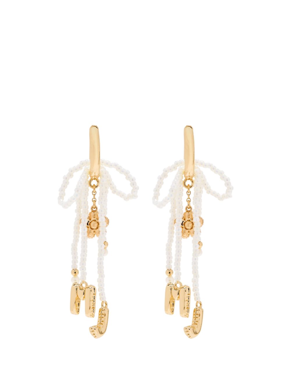MARC JACOBS Orecchini dorati con perline bianche 