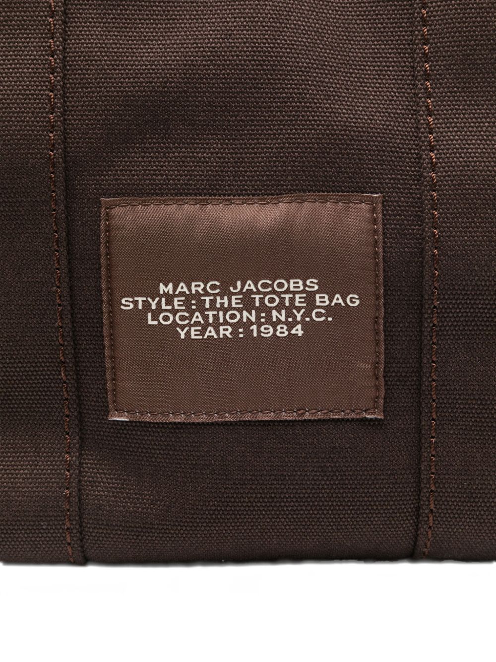 MARC JACOBS Borsa a mano piccola 'The Tote' in cotone marrone 