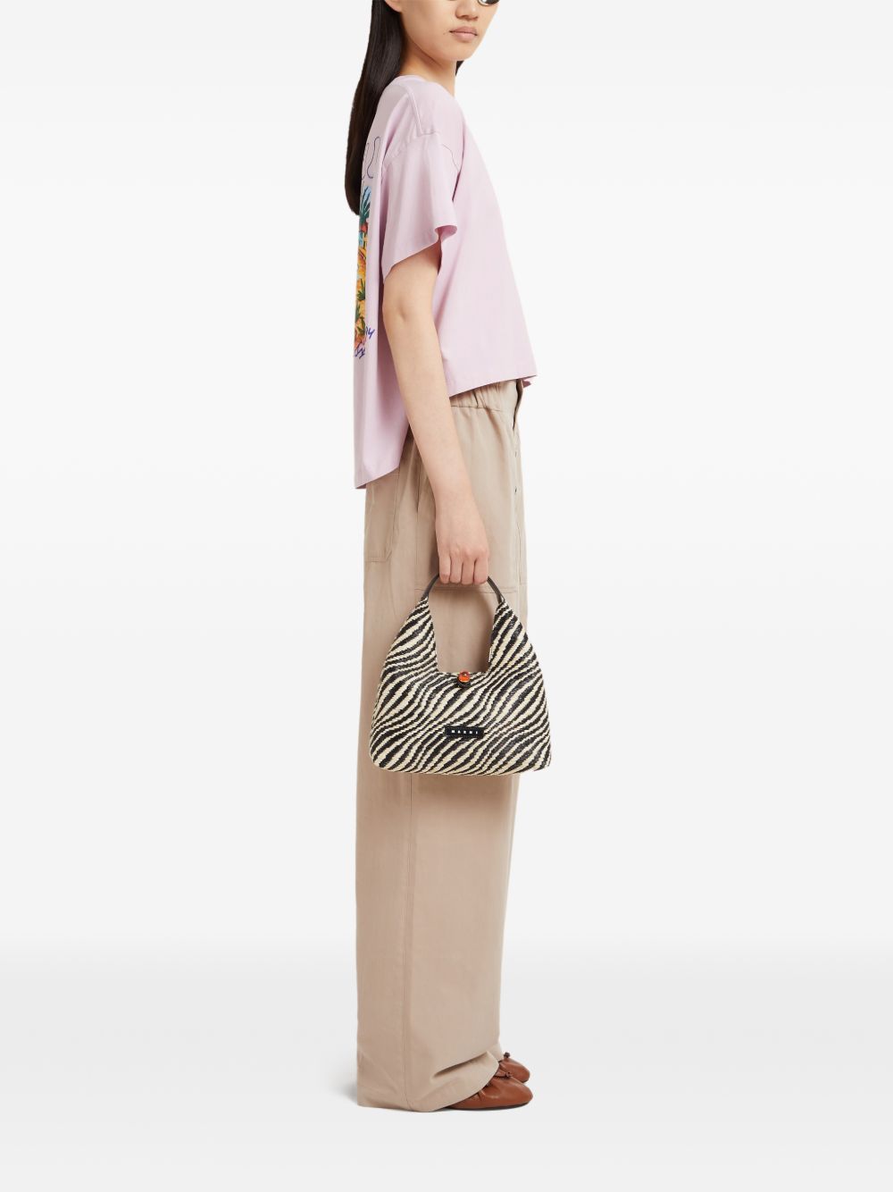 MARNI Borsa motivo zebrato con logo 