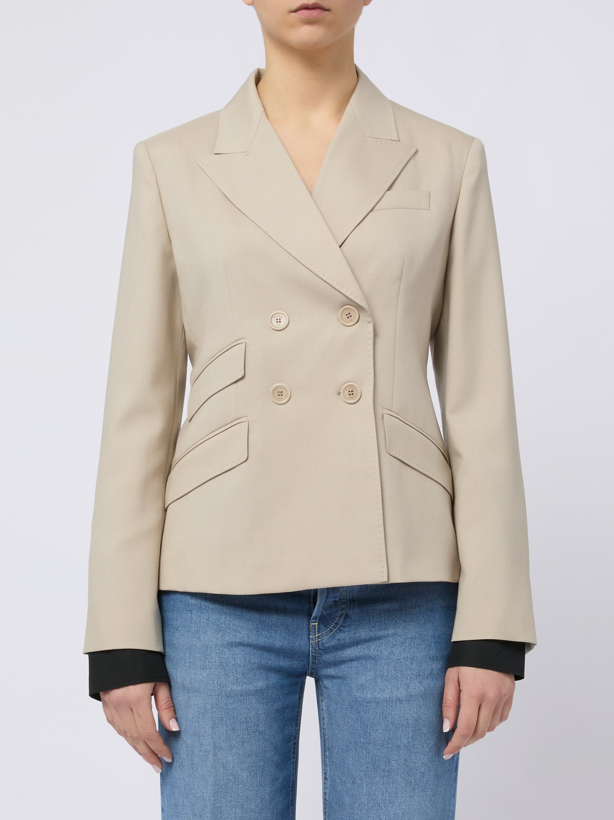 MAX MARA Giacca Mxsplacido doppiopetto ecrù 