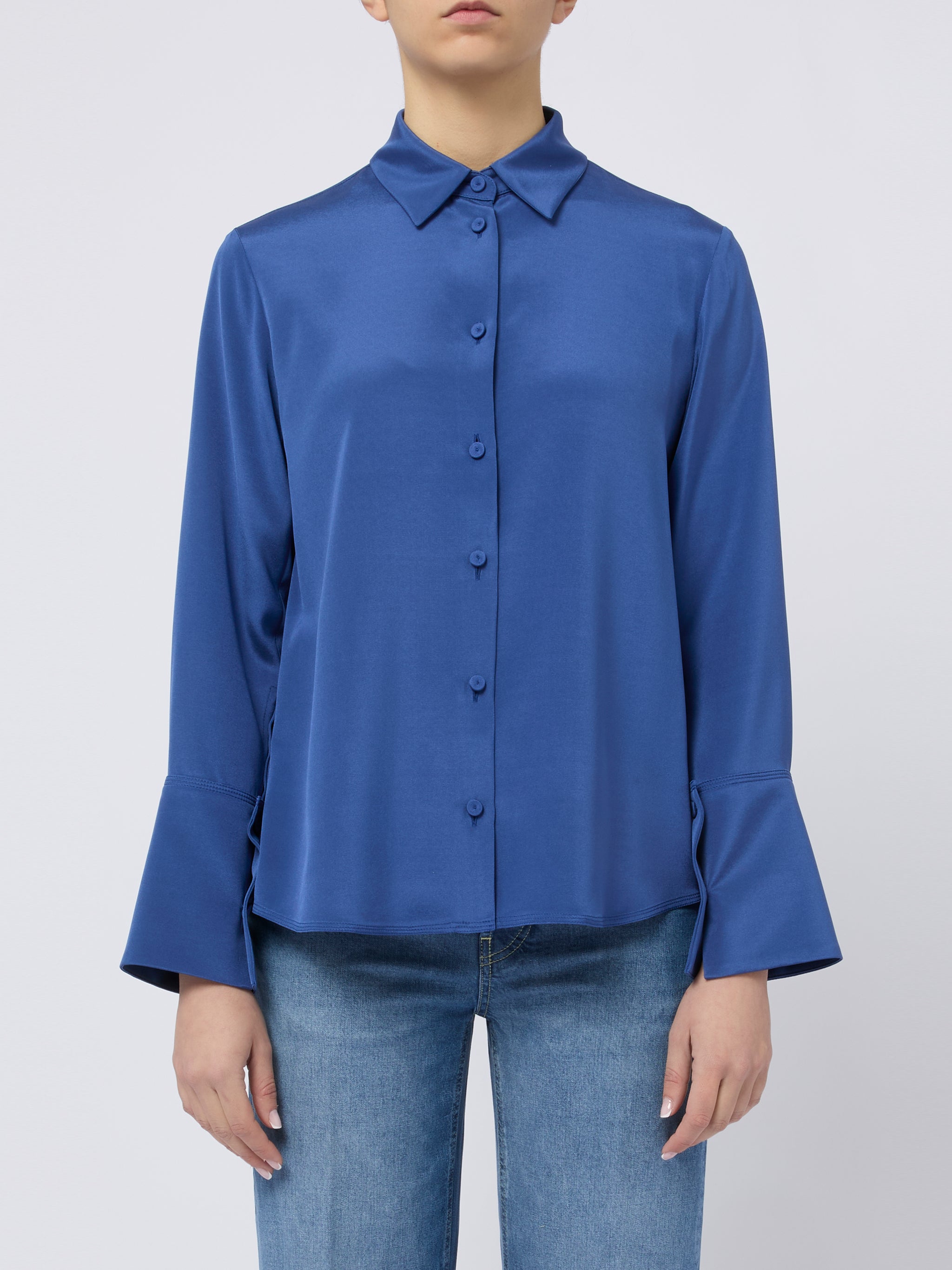 MAX MARA Camicia elegante Voliera di seta blu 