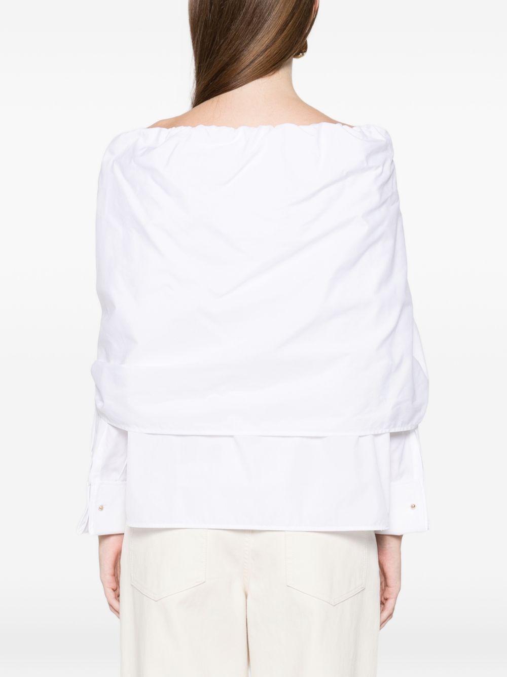 MAX MARA Camicia Curvone in cotone bianco con fiocco 