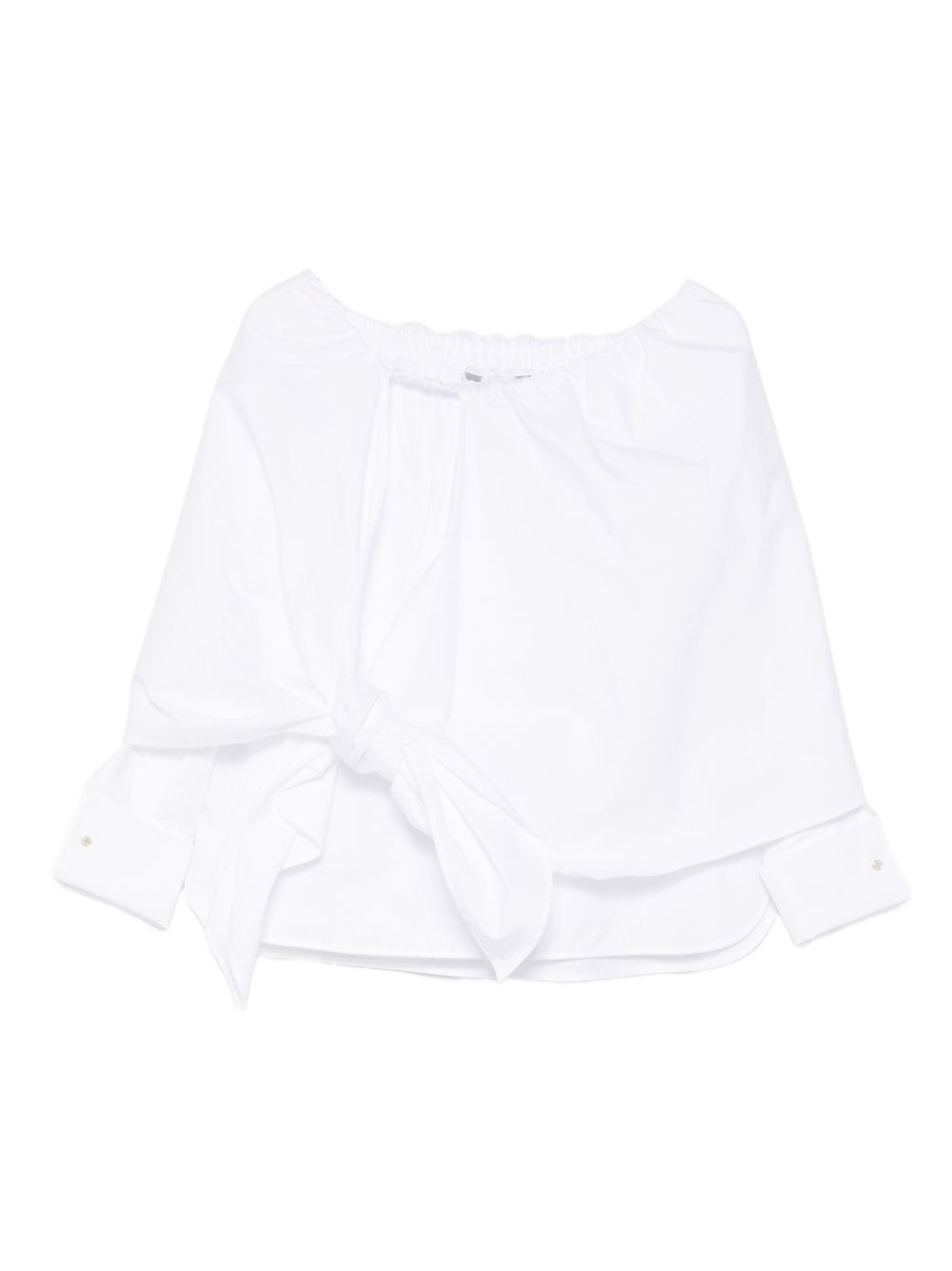 MAX MARA Camicia Curvone in cotone bianco con fiocco 