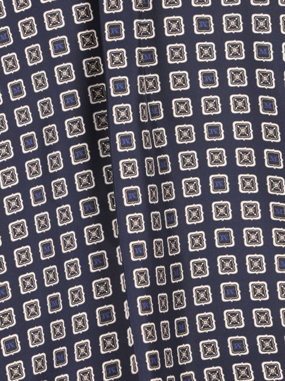 MAX MARA Camicia di seta blu con logo all-over 