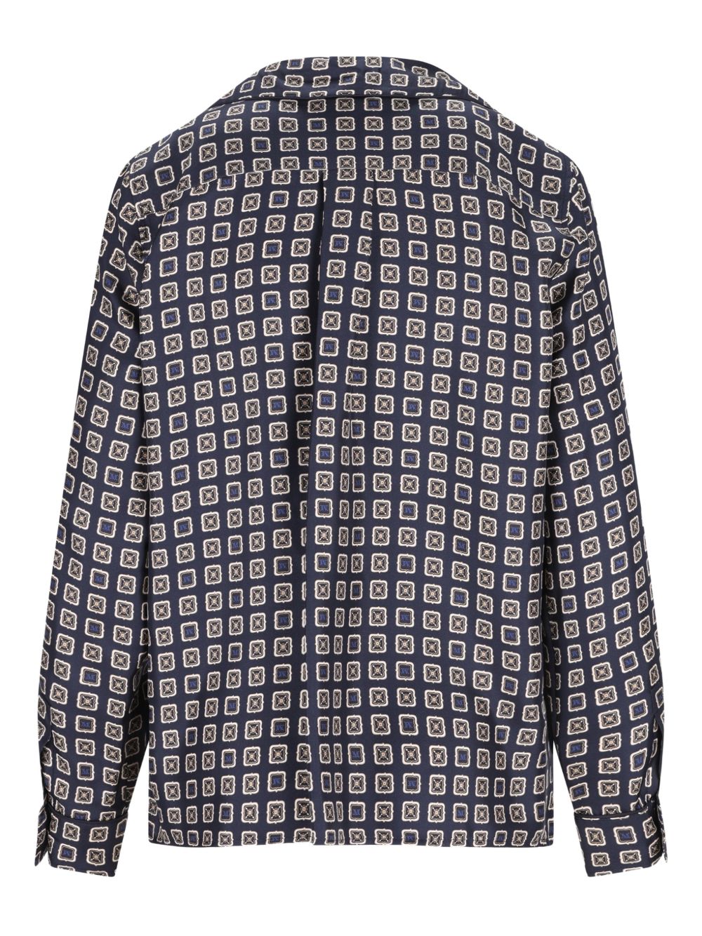 MAX MARA Camicia di seta blu con logo all-over 