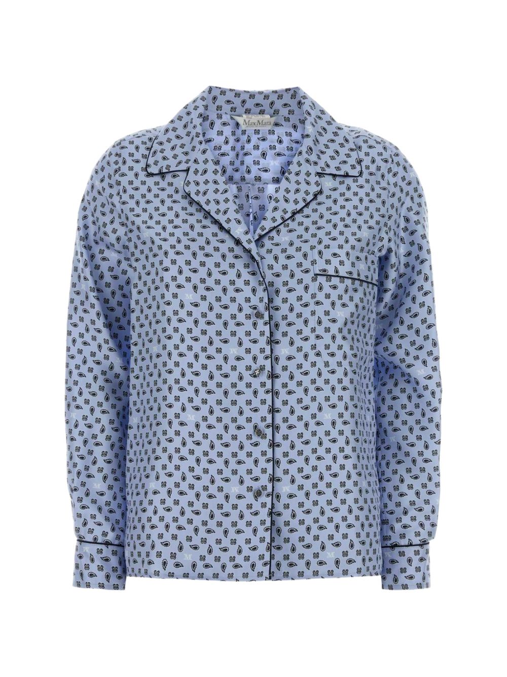 MAX MARA Camicia Disco in seta celeste stile pigiama 