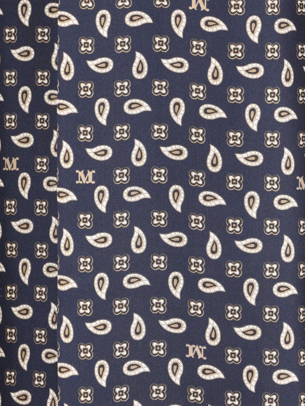 MAX MARA Pantaloni di seta blu con grafica all-over 