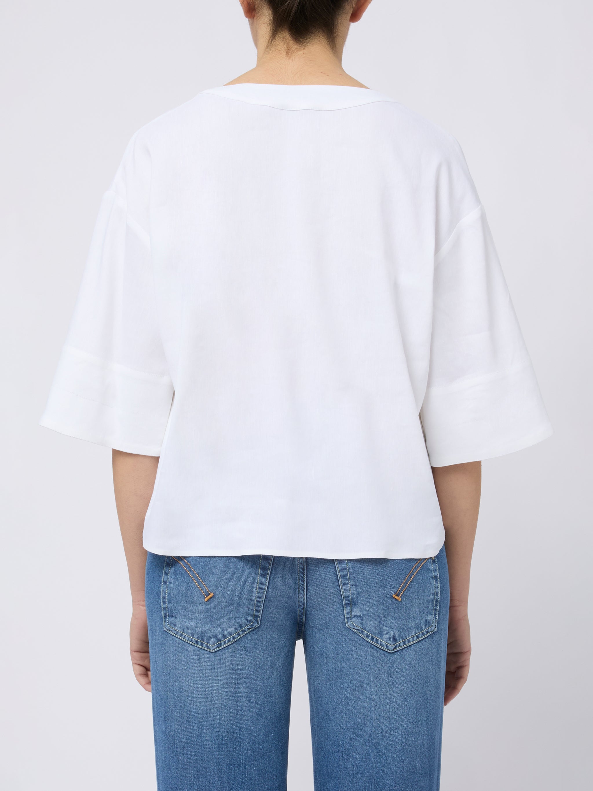 MAX MARA Blusa bianca Sospiro con maniche a 3/4 