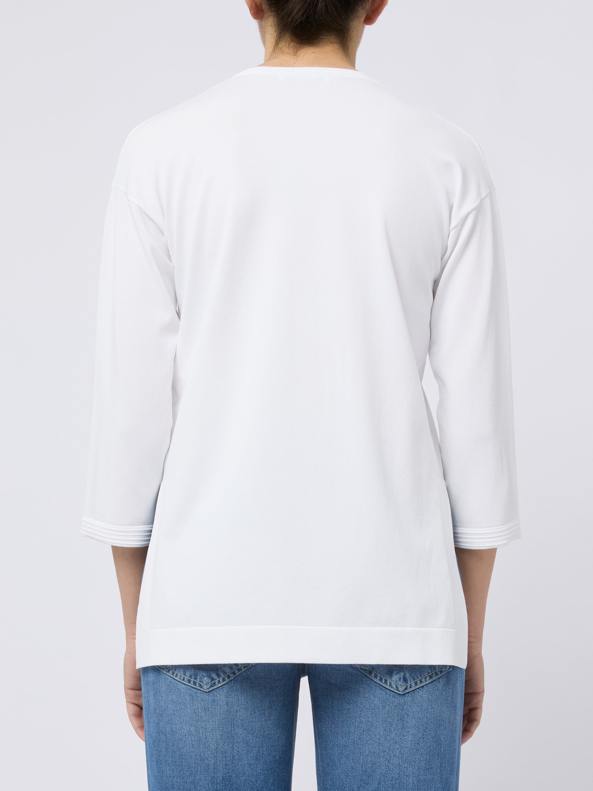 MAX MARA T-shirt bianca Palloro con maniche 3/4 e spacchi laterali 