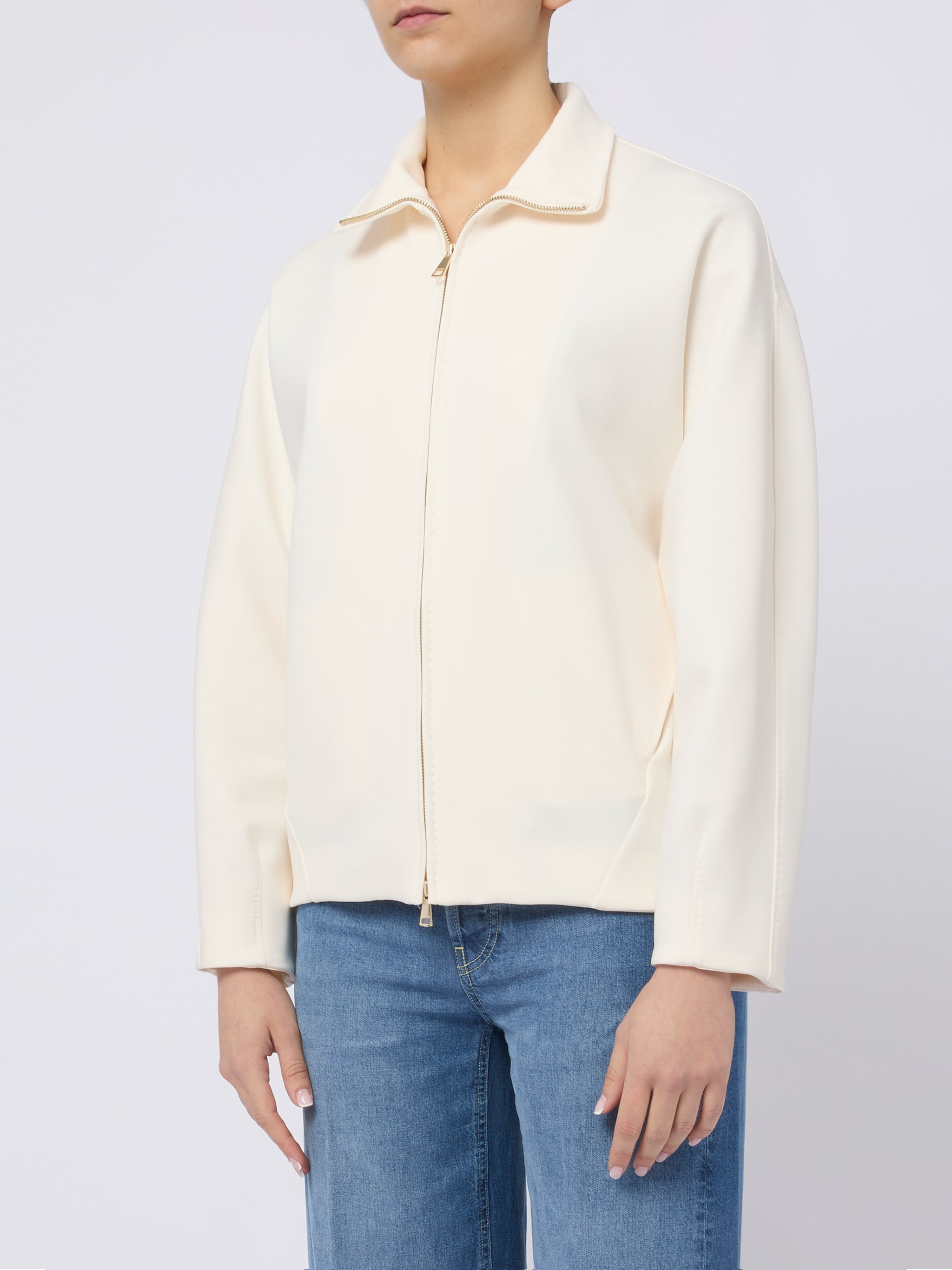 MAX MARA Giacca Pala elegante con zip panna 
