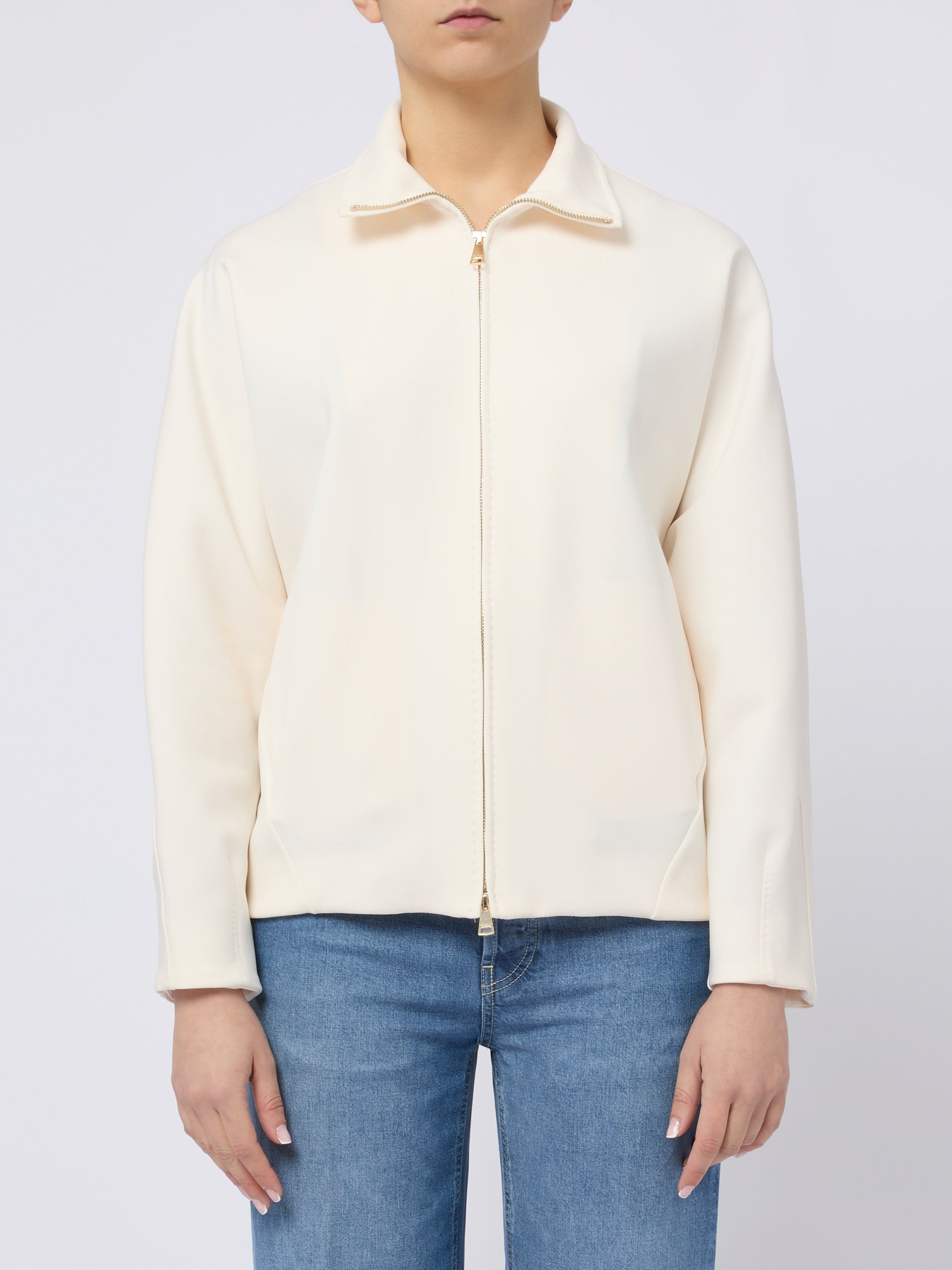 MAX MARA Giacca Pala elegante con zip panna 