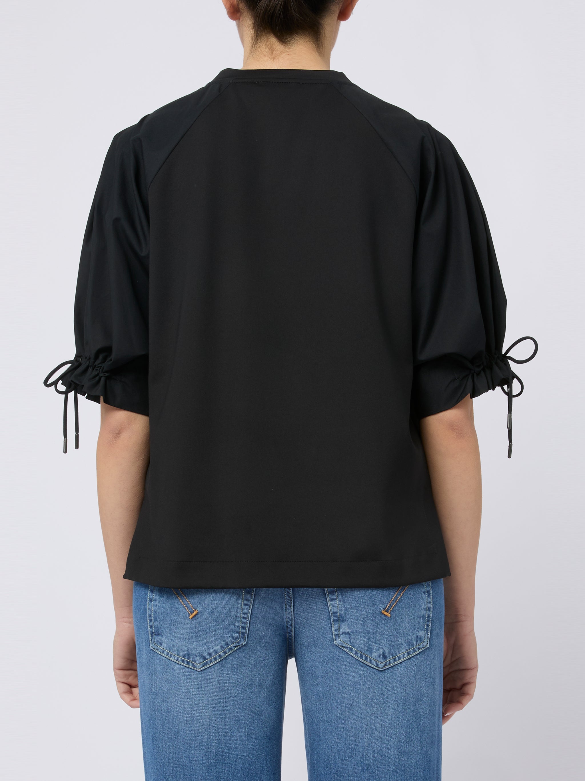 MAX MARA Top West elegante con coulisse alle maniche nero 