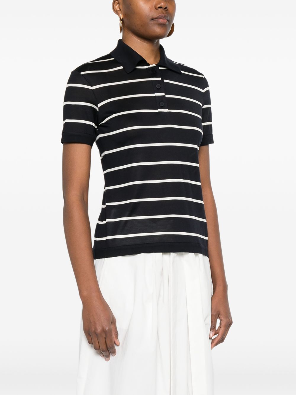MAX MARA Polo a maniche corte blu navy a righe bianche 