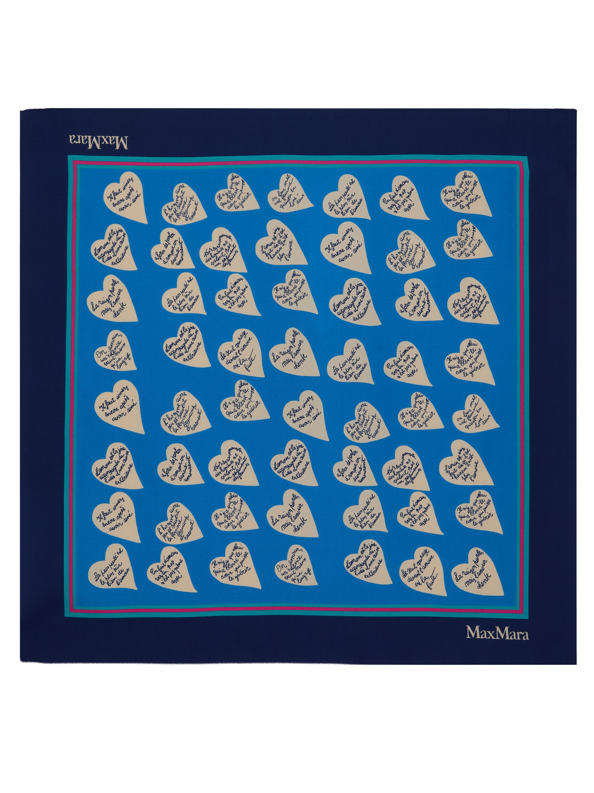 MAX MARA Sciarpa foulard Vallo con grafica a cuori blu 
