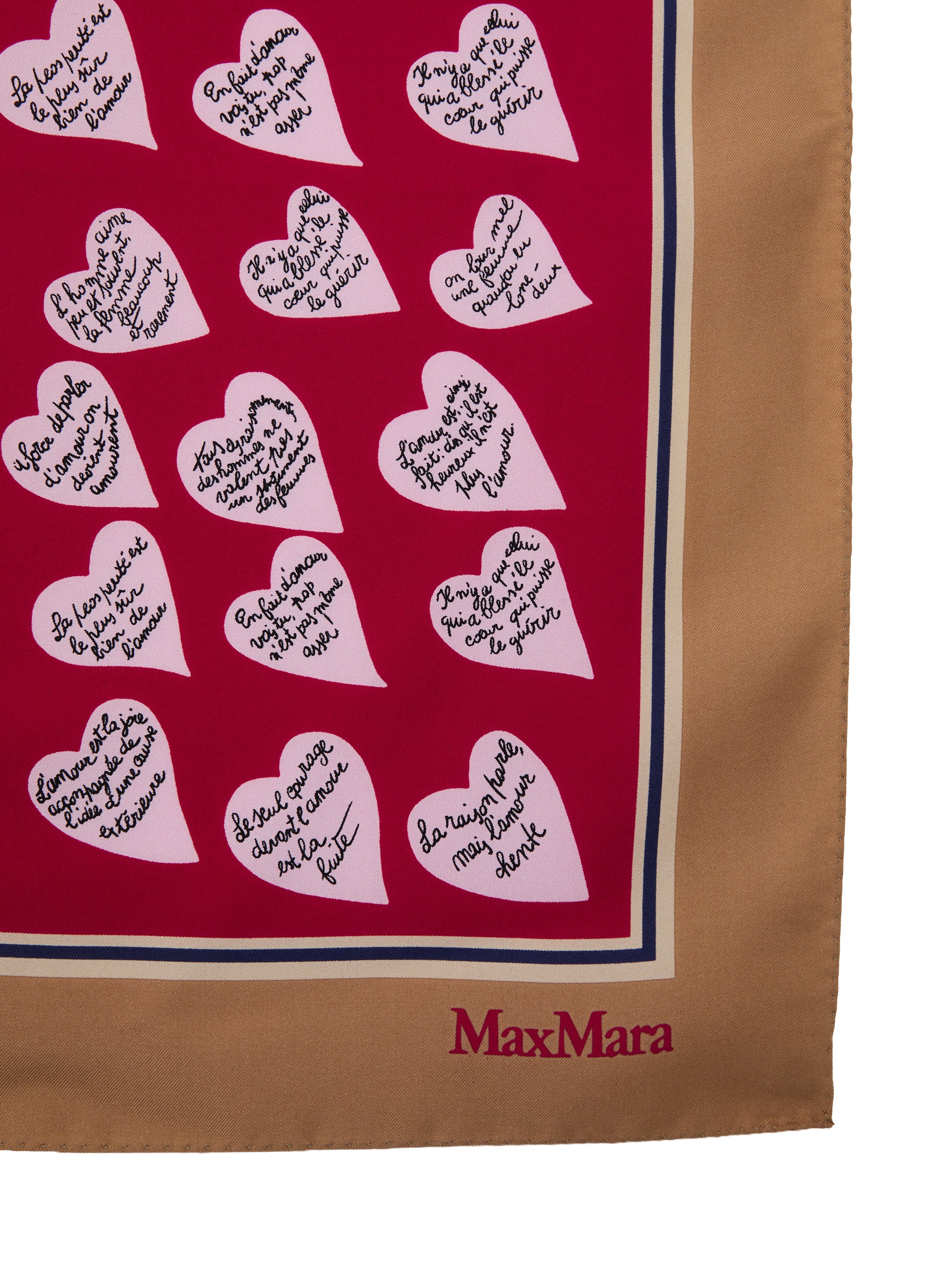MAX MARA Sciarpa foulard Vallo con grafica a cuori rosso 