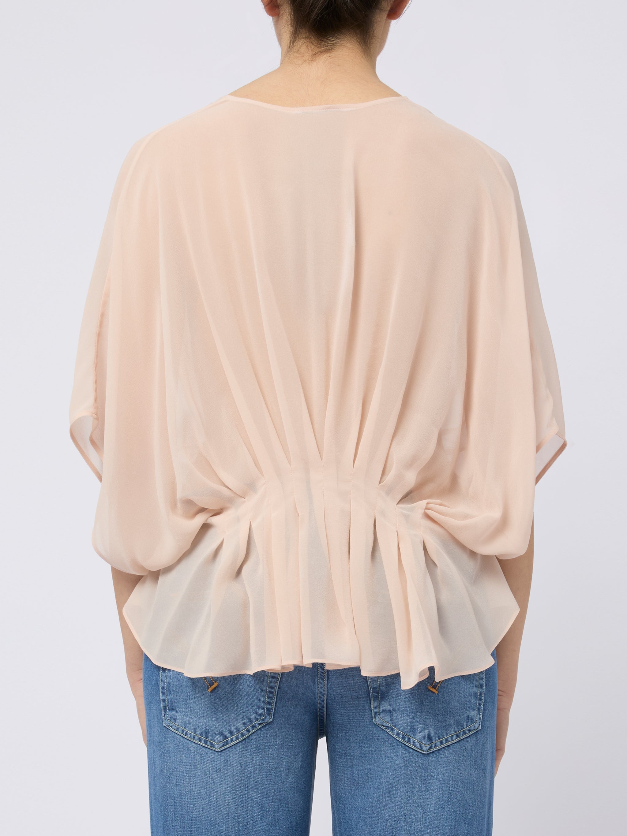 MAX MARA Top in seta morbido rosa con scollo a V 