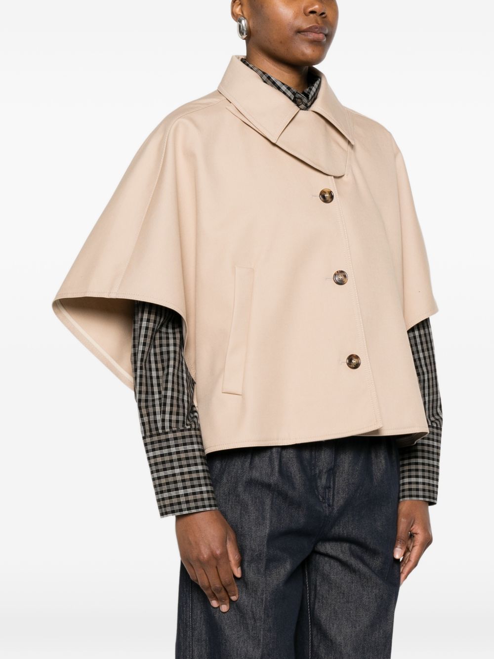 MAX MARA Cappa in cotone beige con bottoni 