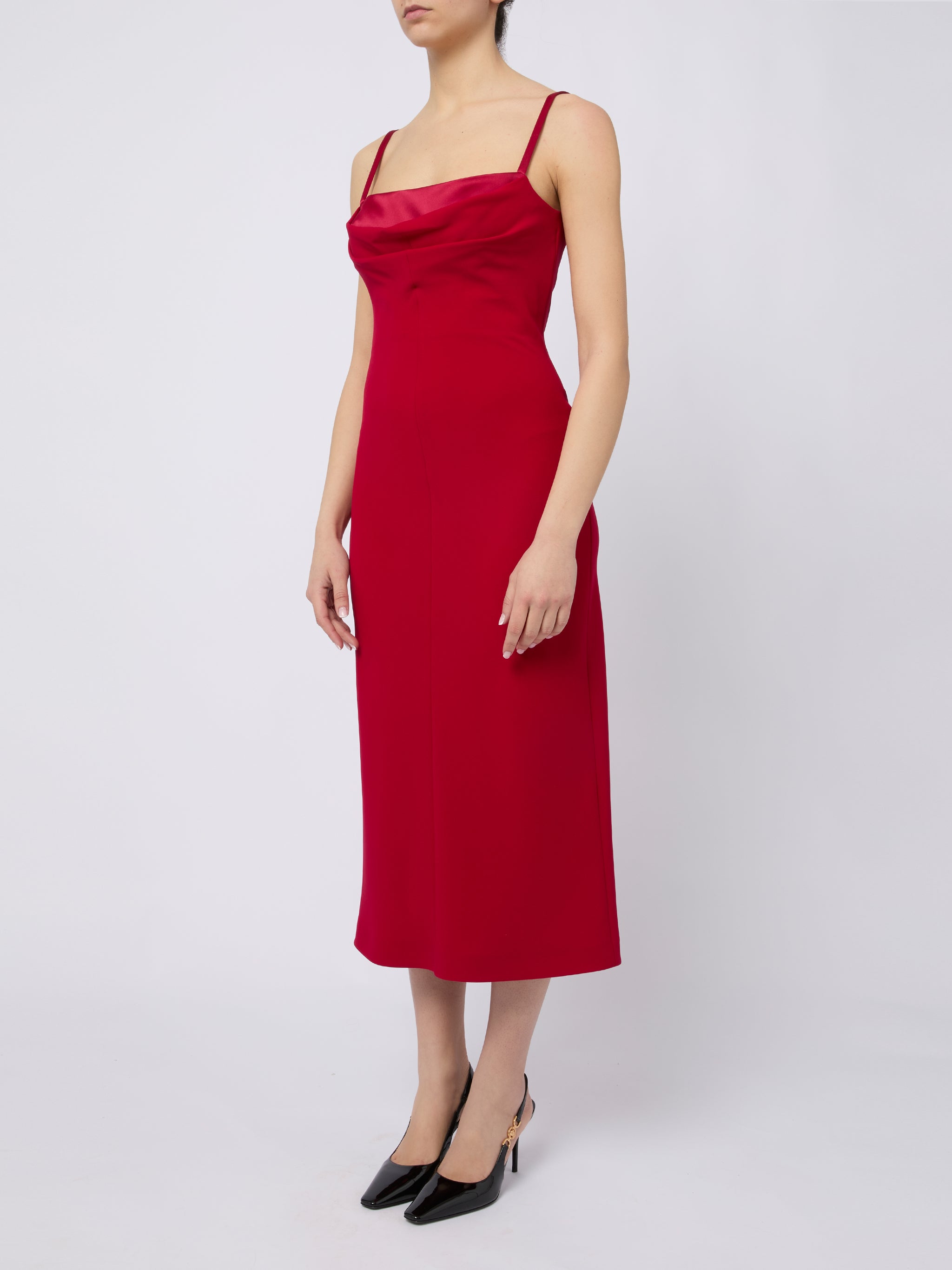 MAX MARA PIANOFORTE Elegante abito midi Pantone rosso 