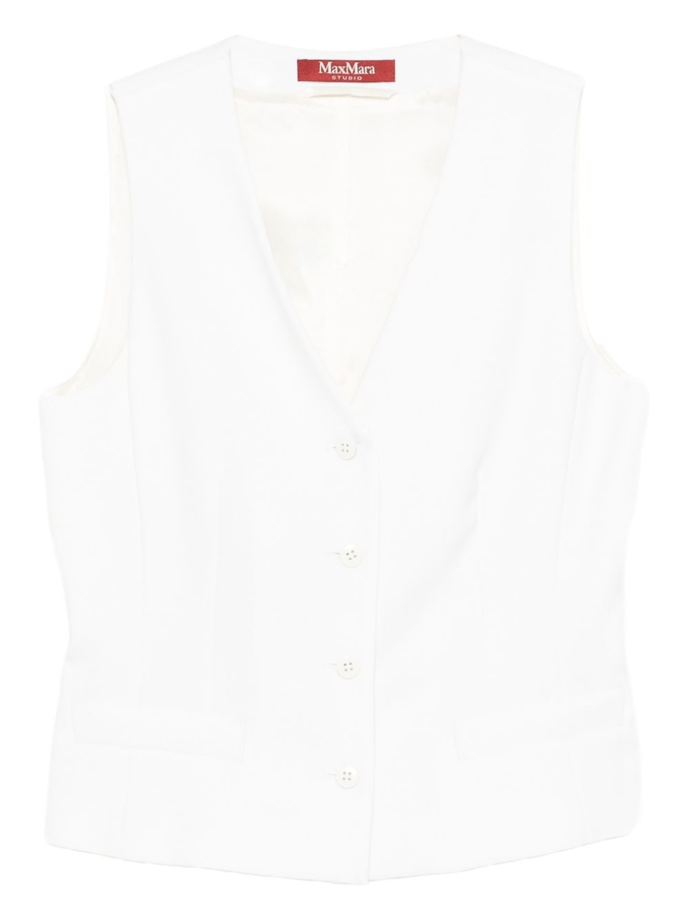 MAX MARA STUDIO Gilet bianco smanicato con scollo a V 