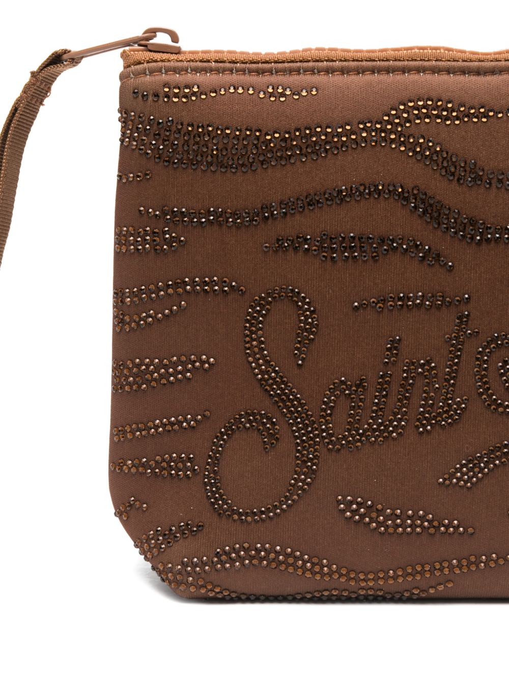 MC2 SAINT BARTH Pochette Aline con strass e logo maculato marrone 