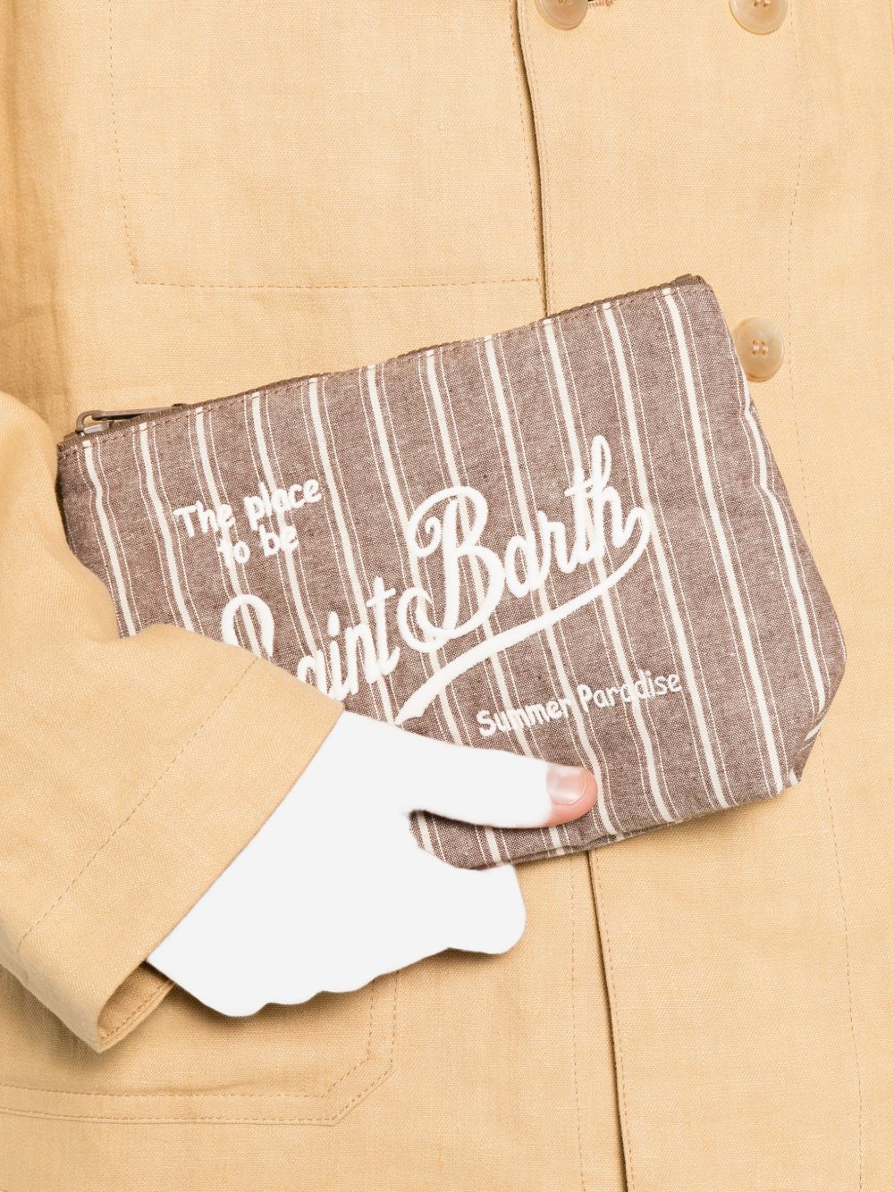 MC2 SAINT BARTH Pochette Aline in cotone marrone a righe 
