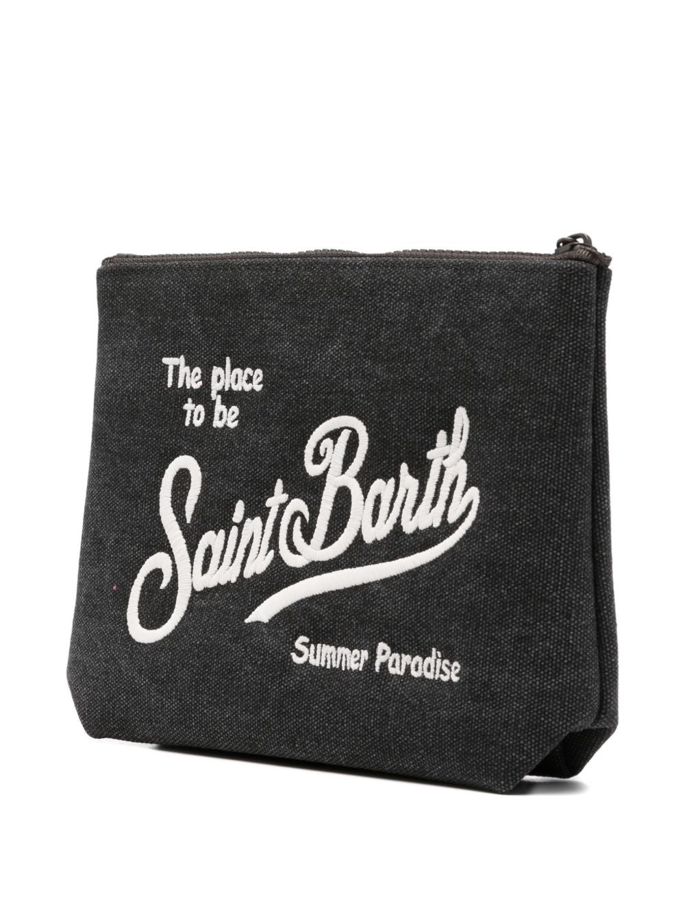 MC2 SAINT BARTH Clutch bag Alina nera con logo bianco cucito 