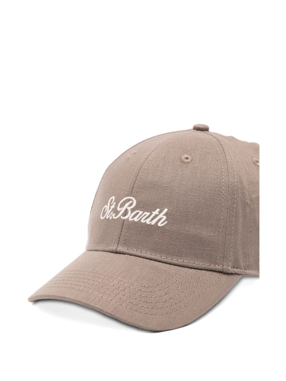 MC2 SAINT BARTH Cappello da baseball tortora con logo in lino 