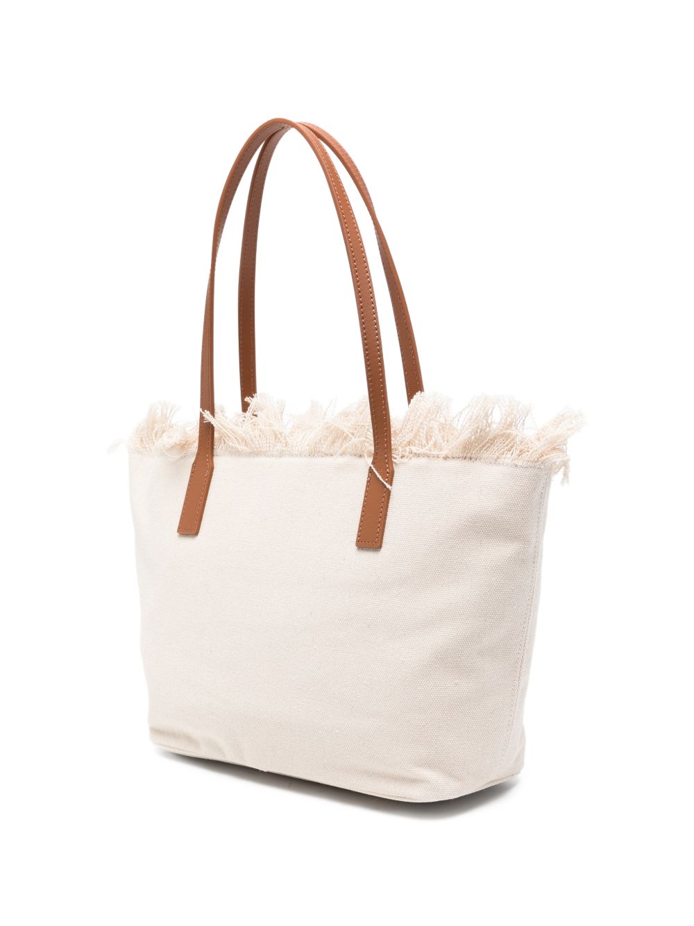 MC2 SAINT BARTH Borsa in cotone avorio City Bag Mid Fringe 