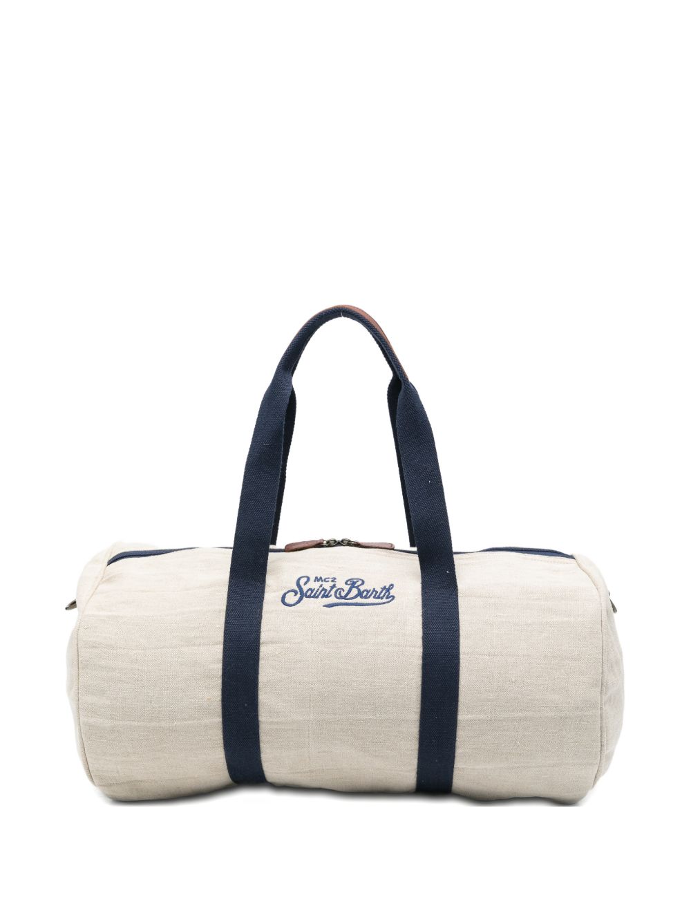 MC2 SAINT BARTH Borsa a mano Jetleg Round in lino beige con logo 