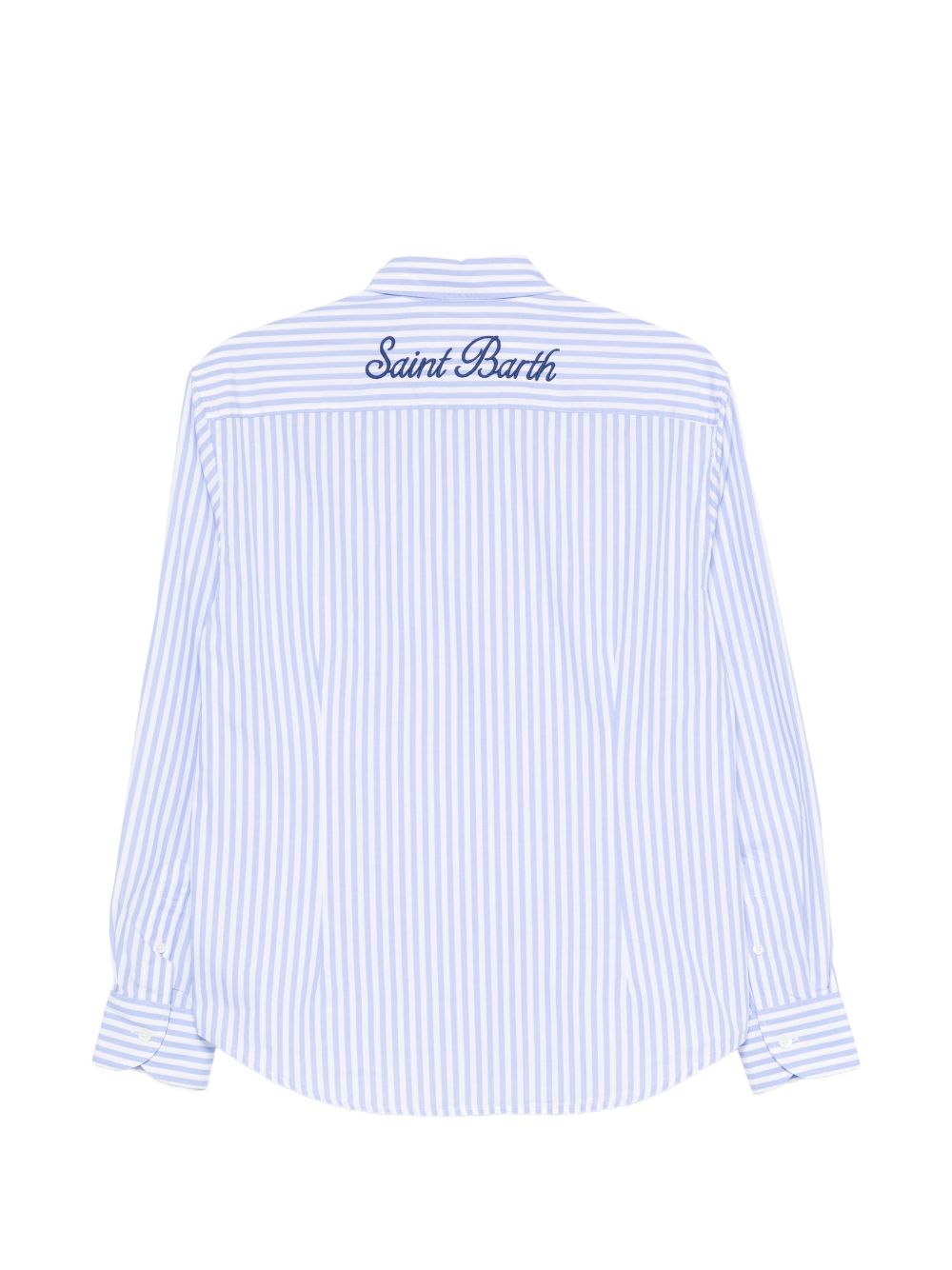 MC2 SAINT BARTH Camicia in cotone a righe bianche e azzurre 