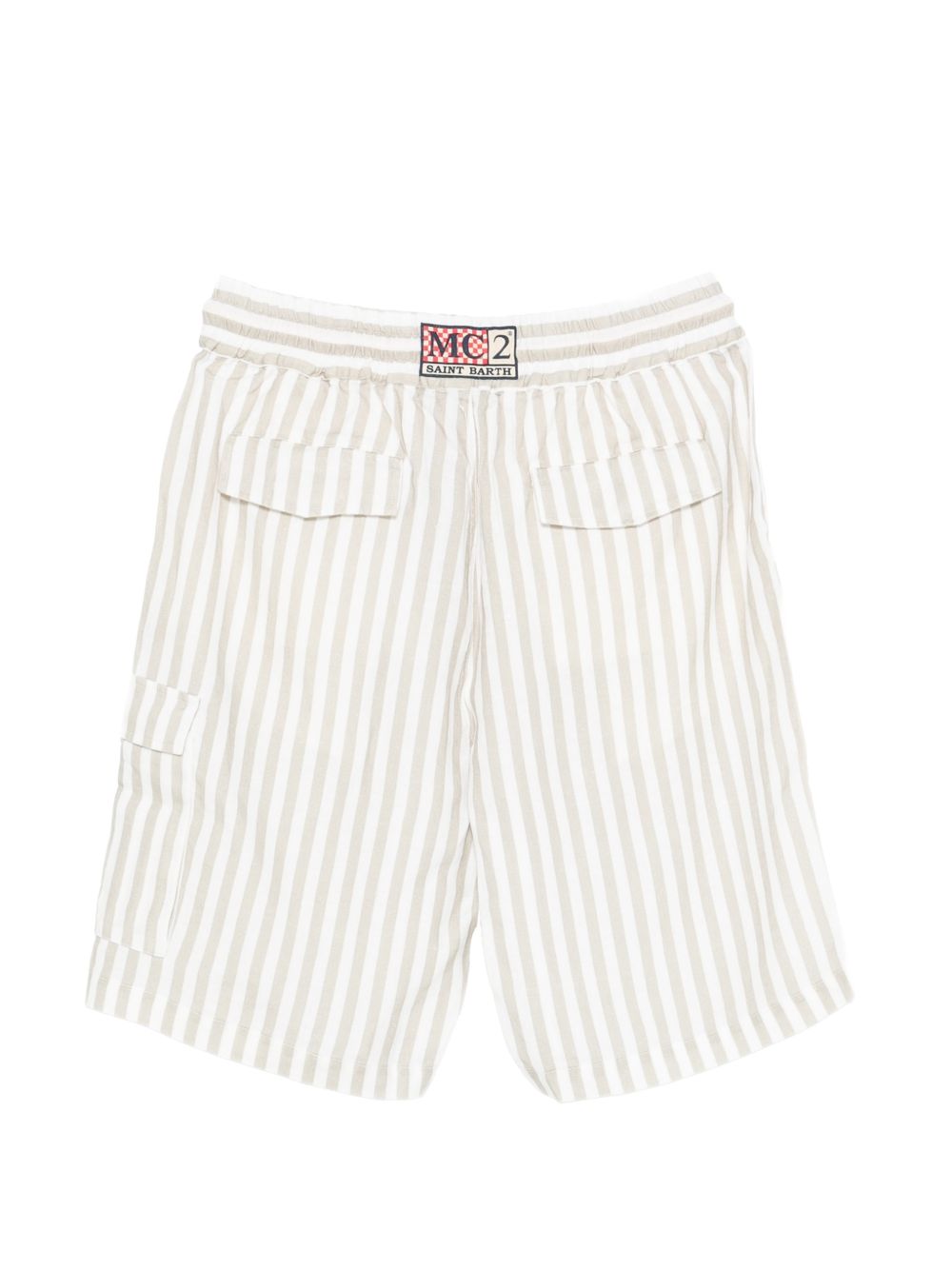 MC2 SAINT BARTH Pantaloncini Marseille a righe verticali beige e bianche 