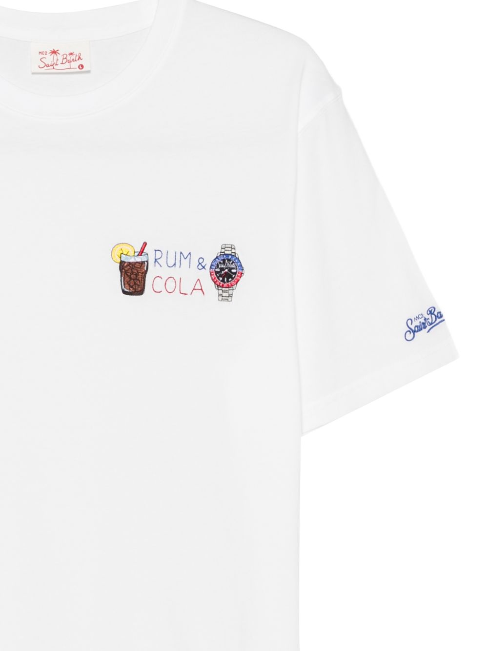 MC2 SAINT BARTH T-shirt in cotone bianco con ricamo 