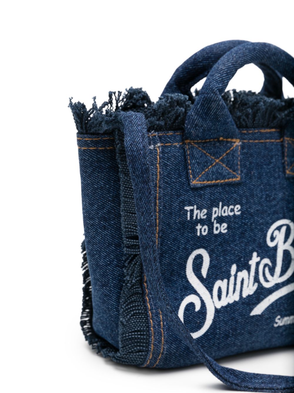 MC2 SAINT BARTH Borsa tote Vanity Mini in denim di cotone con logo 