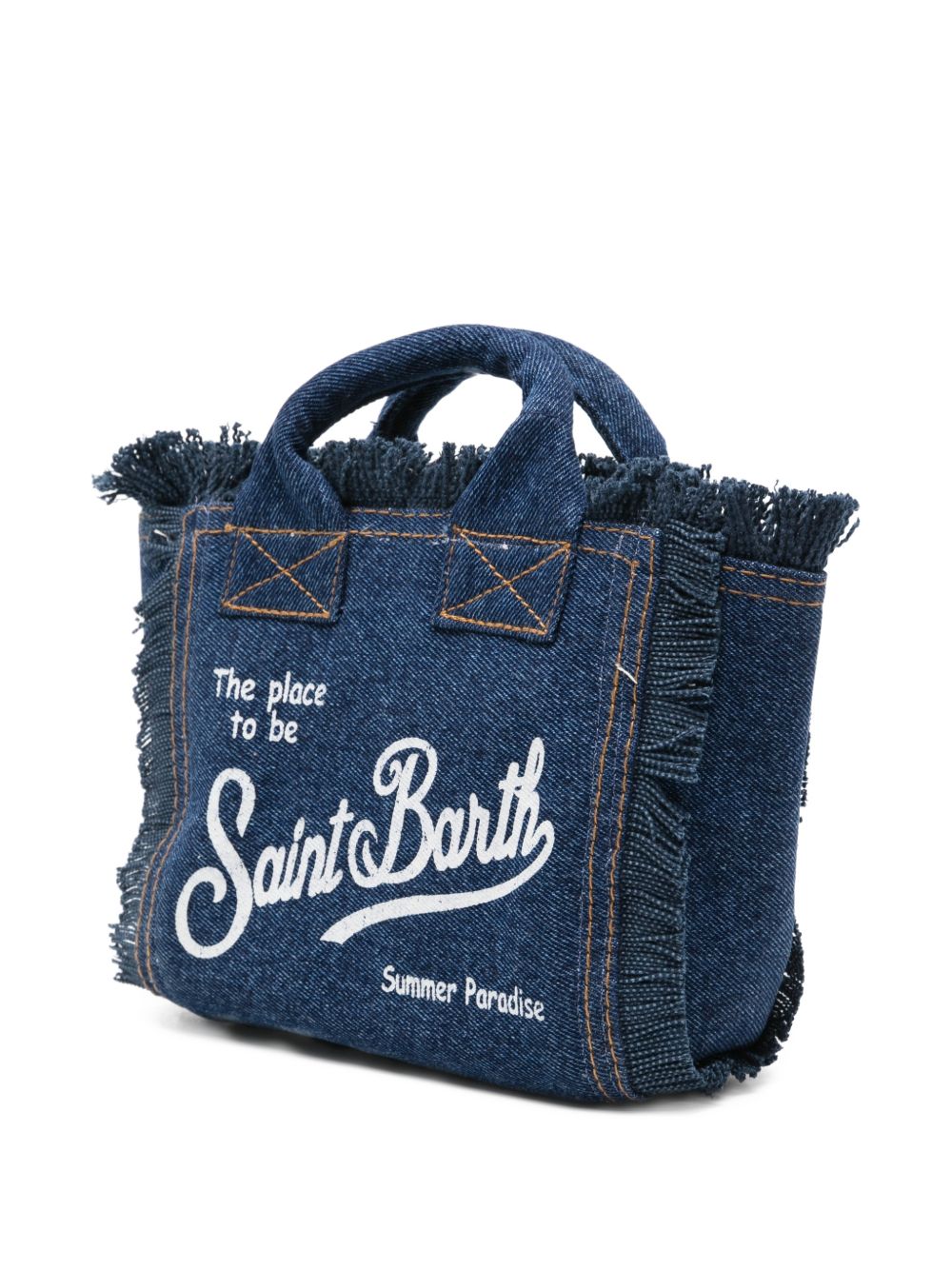 MC2 SAINT BARTH Borsa tote Vanity Mini in denim di cotone con logo 