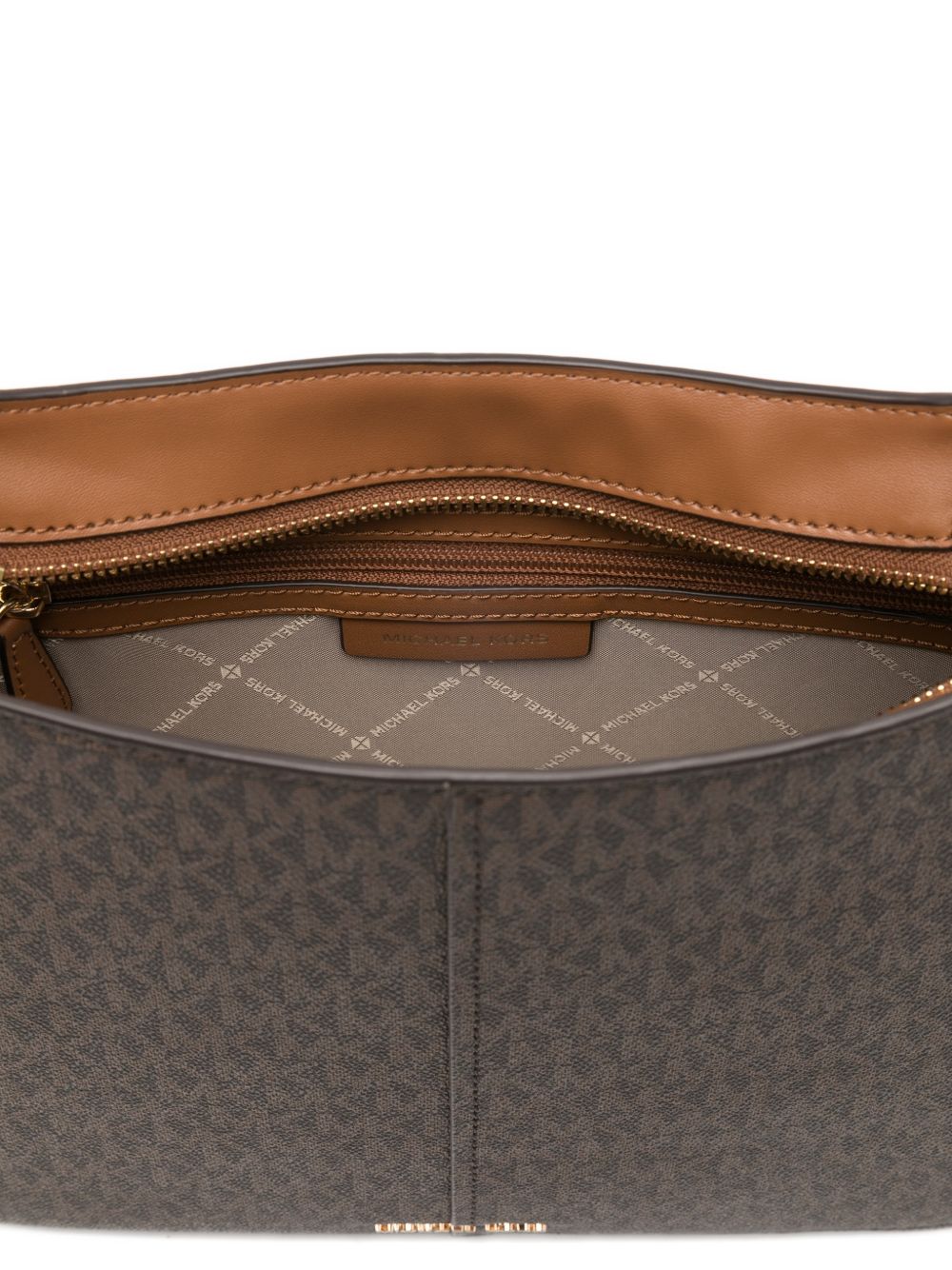 MICHAEL KORS Borsa a spalla 'Alice' marrone con logo all-over 