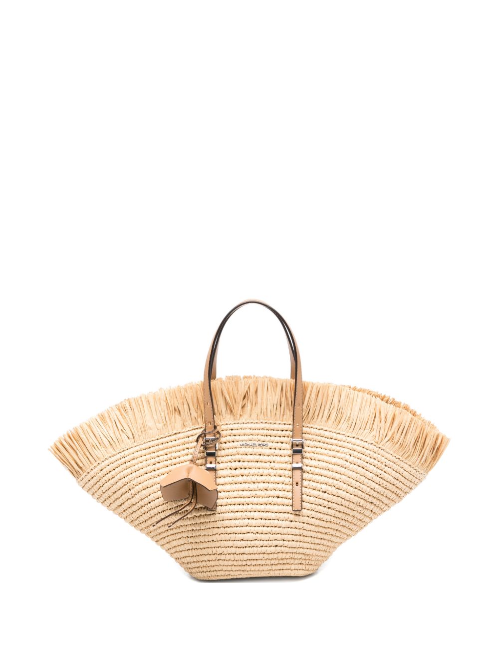 MICHAEL KORS Borsa a mano in rafia con dettagli in pelle 