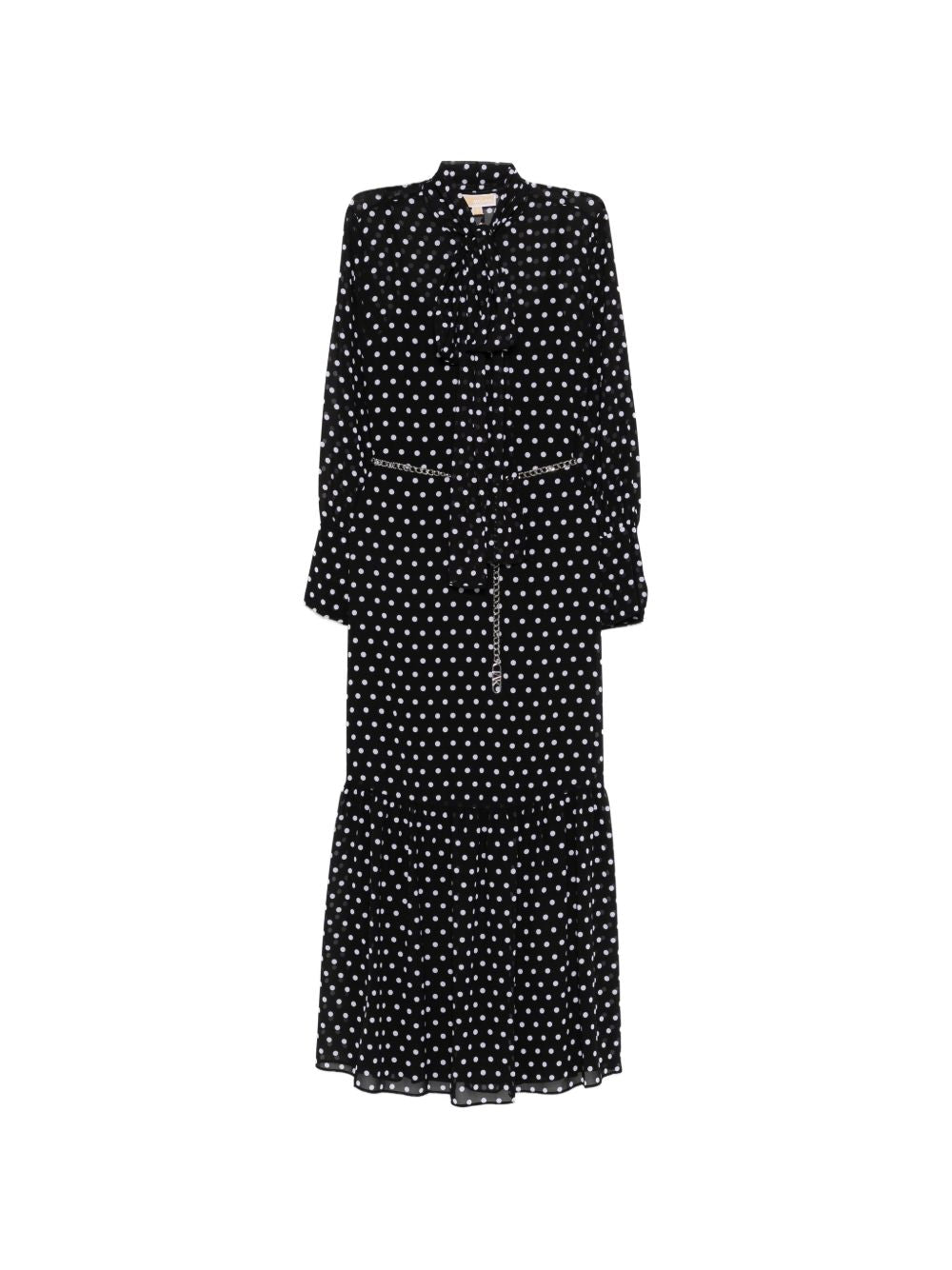 MICHAEL KORS Abito lungo nero/bianco a pois 