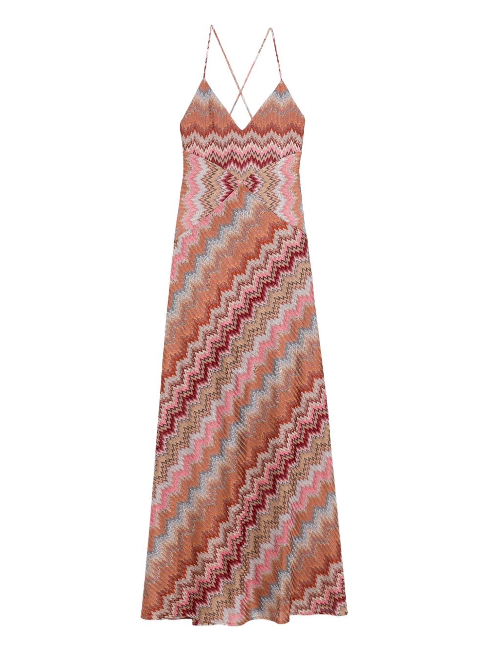 MISSONI Abito lungo smanicato nei toni rosa e ruggine 