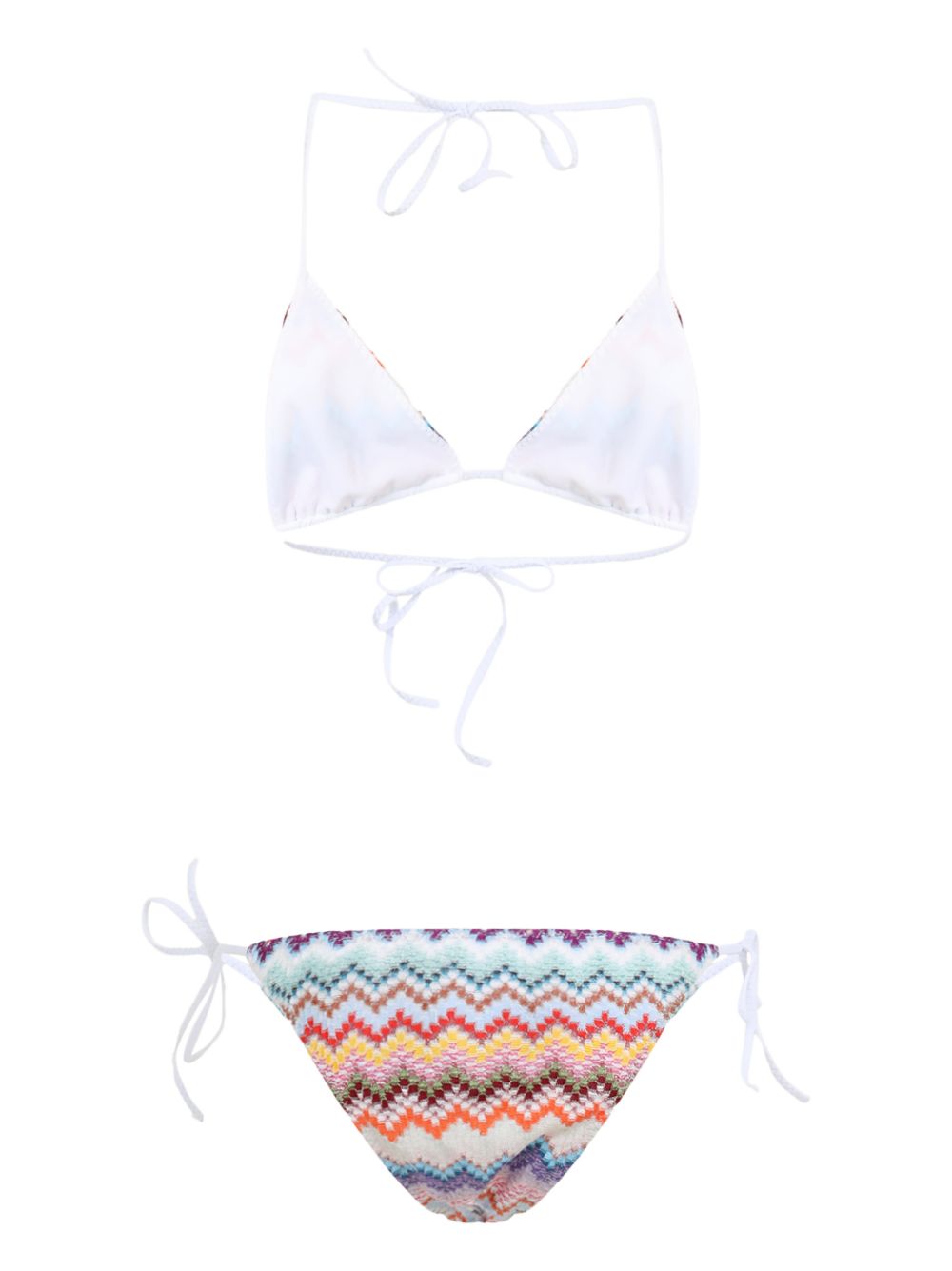 MISSONI Bikini bianco e multicolore con motivo chevron 