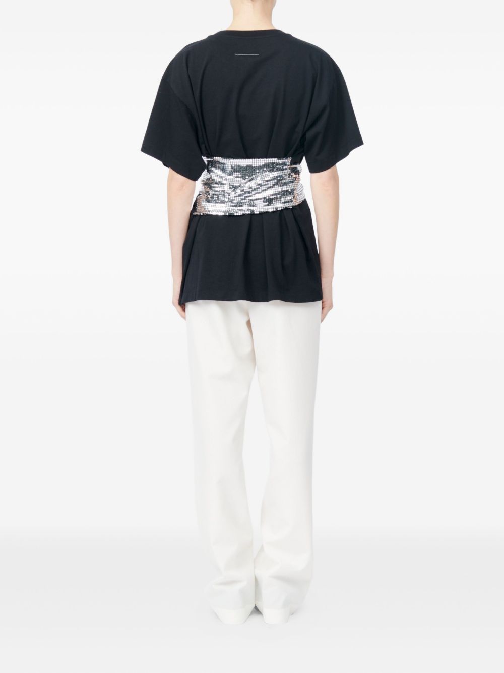 MM6 MAISON MARGIELA T-shirt nera con decorazioni in paillettes 