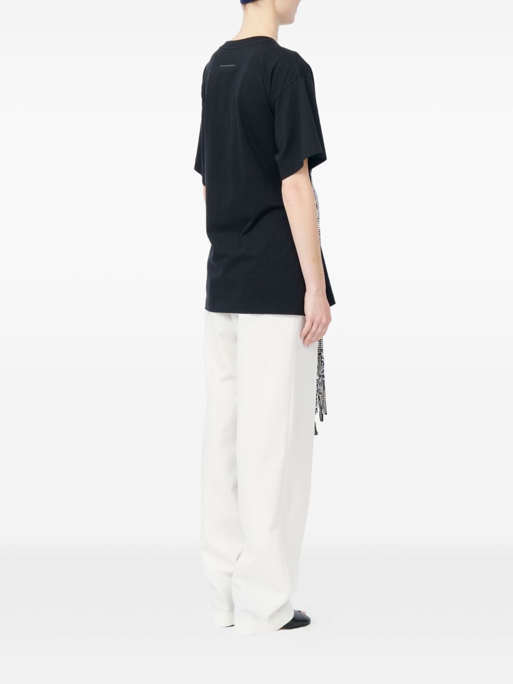MM6 MAISON MARGIELA T-shirt nera con decorazioni in paillettes 