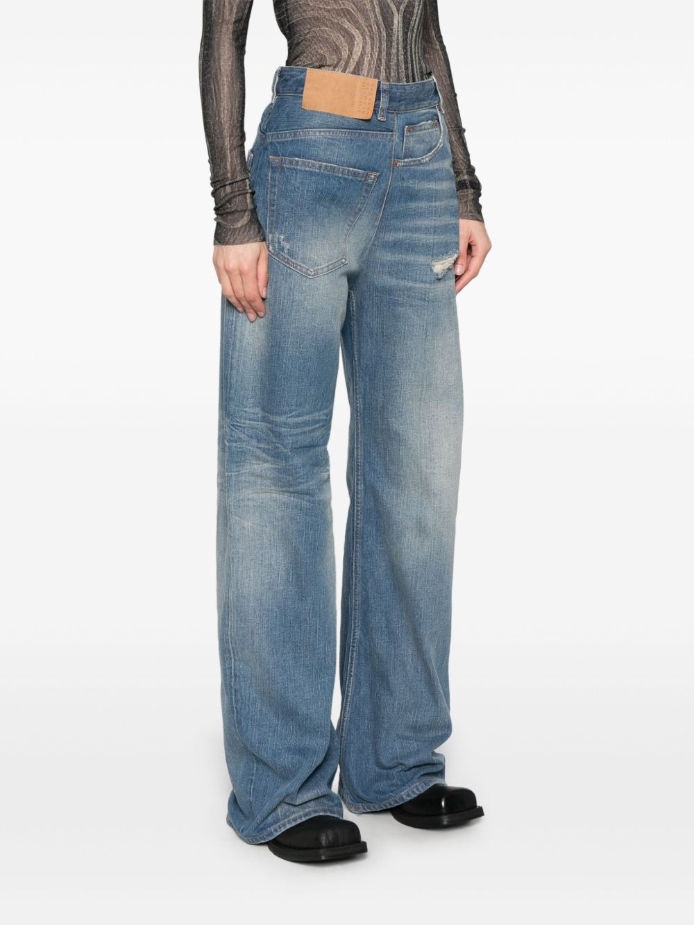 MM6 MAISON MARGIELA Jeans lunghi a gamba larga effetto wash 