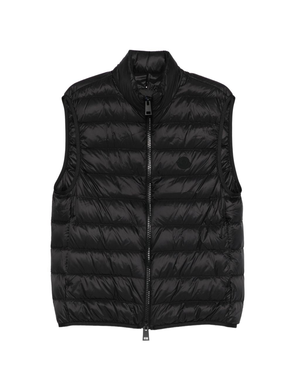 MONCLER Gilet trapuntato nero con zip e logo 