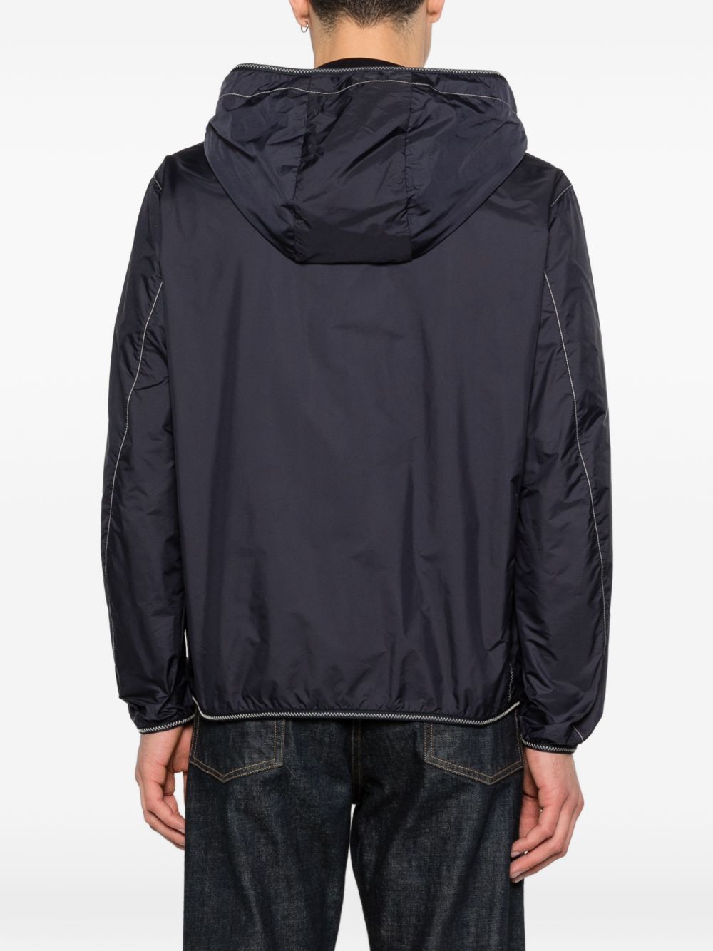 MONCLER Giacca a vento blu con cappuccio e zip 