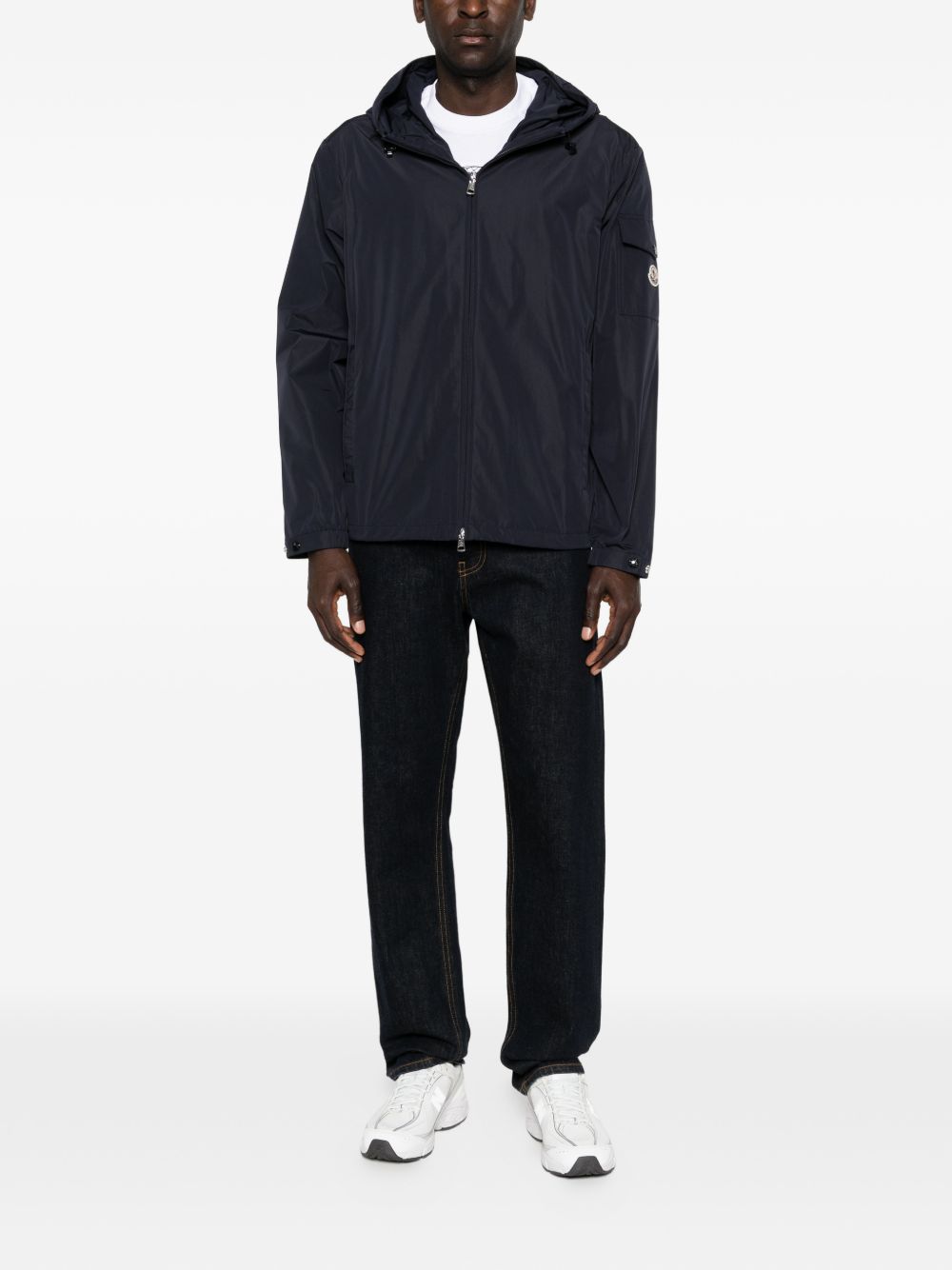 MONCLER Giacca blu con cappuccio e zip 